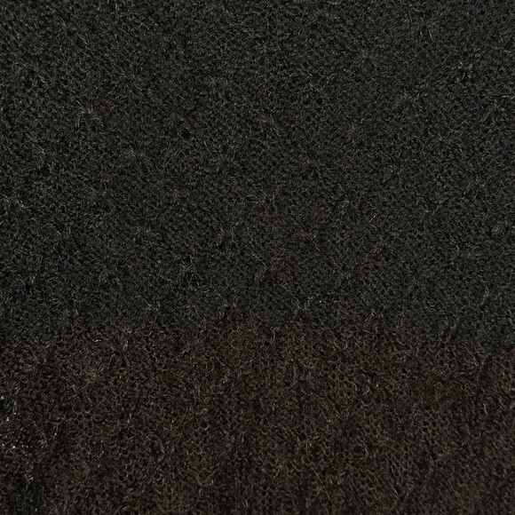 Neyra Collection sweater lightweight baby alpaca open knit crewneck black S - Picture 7 of 10